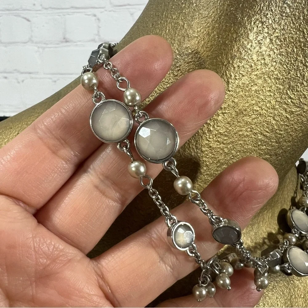 BANANA REPUBLIC silver toned 34” long necklace + One more